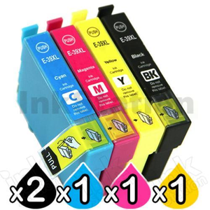 5 Pack Compatible for Epson 39XL High Yield Inkjet Cartridges C13T04L192 - C13T04L492 [2BK, 1C, 1M, 1Y]