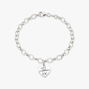 Sterling Silver HeartHandwriting Bracelet