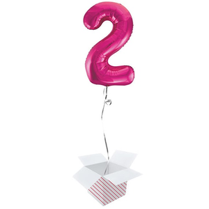 Pink Number 2 Helium Foil Giant Balloon - Inflated Balloon in a Box