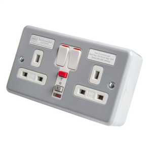13A 2 Gang Passive RCD Socket Metal Clad