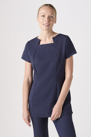 SJ Women's Lightweight Square Neck Tunic with Pocket, Navy