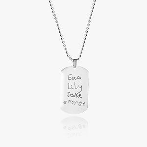 Mens Dog Tag Handwriting Necklace