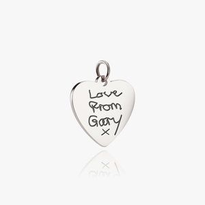 Silver Handwriting Heart Charm