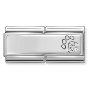 Nomination CLASSIC Silvershine Symbols Stainless Steel Cubic Zirconia Paw Print Double Charm 330731/13