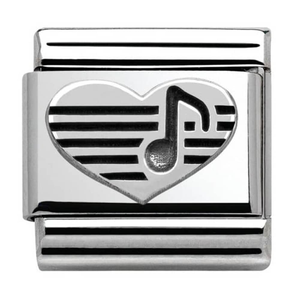 Nomination CLASSIC Silvershine Symbols Heart with Musical Note Charm 330101/06