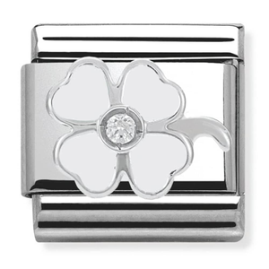 Nomination CLASSIC Silvershine  White Four Leaf Clover Charm 330305/14