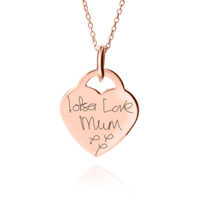 18ct Rose Gold Heart Handwriting Necklace