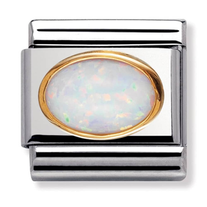 Nomination CLASSIC Gold Oval Stones White Opal Charm 030502/07