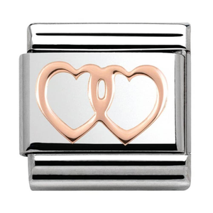 Nomination CLASSIC Rose Gold Plates Double Hearts Charm 430104/08