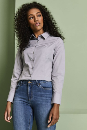 SJ Women's Long Sleeve Shirt, Pale Grey