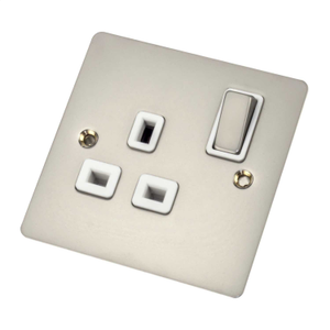 Scolmore Click Define 13A DP 1 Gang Switched Socket White Insert Pearl Nickel