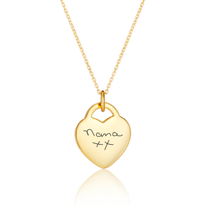 Gold Heart Handwriting Necklace