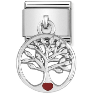 Nomination CLASSIC Silvershine Tree Of Life Red Heart Drop Charm 331805/07