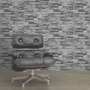 Muriva Stone Brick Effect Grey Wallpaper - J27409