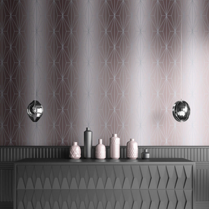 Muriva Kayla Geometric Blush/Silver Foil Metallic Wallpaper - 703012
