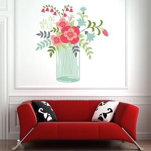Floral Vase Pink Flowers Wall Sticker