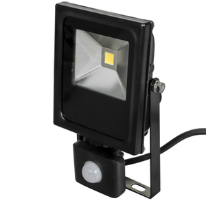 10W LED Slim Floodlight with PIR Black 3000K