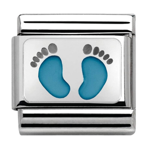 Nomination CLASSIC Silvershine My Family Blue Baby Feet Charm 330208/15