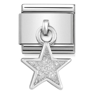 Nomination CLASSIC Silvershine White Glitter Star Drop Charm 331805/02