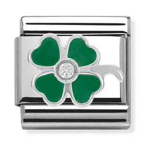 Nomination CLASSIC Silvershine  Green Four Leaf Clover Charm 330305/13
