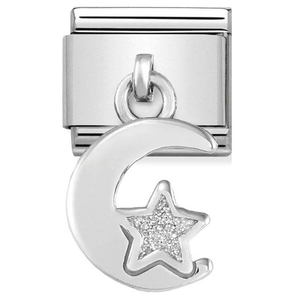 Nomination CLASSIC Silvershine Moon And Star Glitter Drop Charm 331805/05