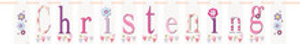 Pink Bunting Christening Banner