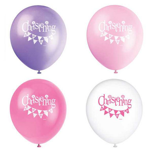 Pink Bunting Christening Balloons