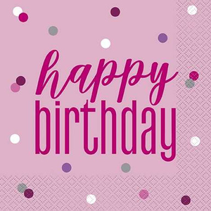 Pink Glitz Birthday Napkins