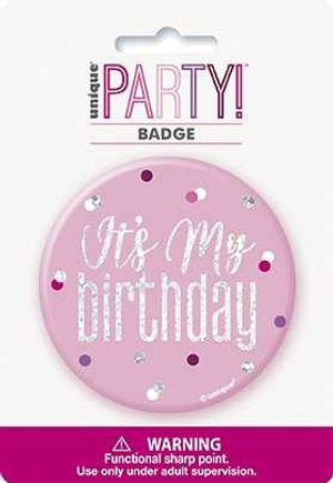 Pink Glitz Birthday Badge