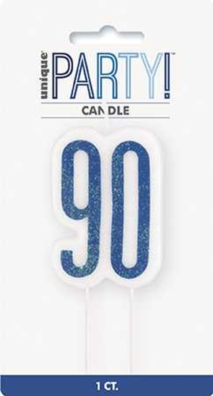 Blue Glitz 90th Candle