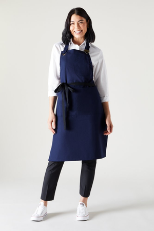 SJ Canvas Clip Bib Apron, Navy