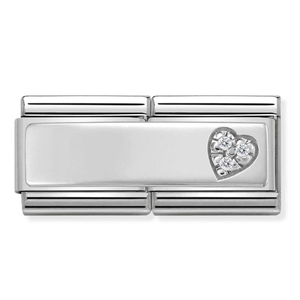 Nomination CLASSIC Silvershine Symbols Stainless Steel Cubic Zirconia Heart Double Charm 330731/09