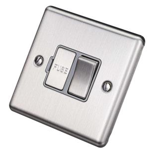 13A DP Switched Fused Spur Grey Insert Satin Stainless Steel