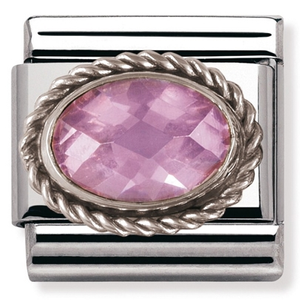 Nomination CLASSIC Silvershine Ornate Settings Oval Pink Charm 330604/003