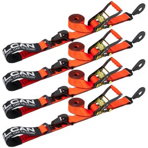 VULCAN Axle Tie Down Combo Strap with Snap Hook Ratchet - 2 Inch x 114 Inch - 4 Pack - PROSeries - 3,300 Pound Safe Working Load