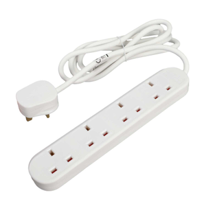 13A 2m 4 Gang Extension Lead White