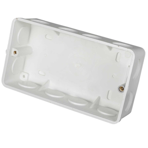 2 Gang 35mm PVC Flush Box Round Corners with 20mm Conduit KO White (Sold in 1's)