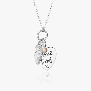 Feather, Pearl & CrystalHandwriting Necklace