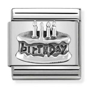 Nomination CLASSIC Silvershine Oxidised Symbols Birthday Cake Charm 330101/20