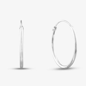 Sterling Silver Plain Hoop Earrings H036