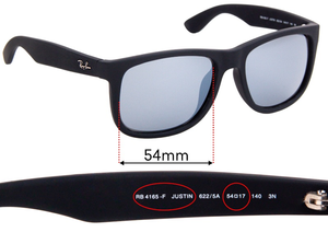 Sunglass Fix Replacement Lenses for Ray-Ban RB4165-F Justin (Low Bridge Fit) - 54mm Wide
