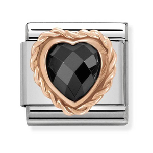 Nomination CLASSIC Rose Gold Faceted Heart Black Charm 430602/011