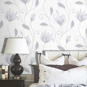 Crown Synergy Floral Dove Grey/Silver Glitter Wallpaper - M0852