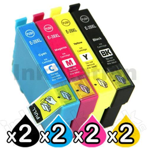 8 Pack Compatible for Epson 39XL High Yield Inkjet Cartridges C13T04L192 - C13T04L492 [2BK, 2C, 2M, 2Y]