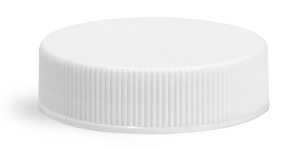 33/400 White Polypropylene Ribbed Caps w/ Foam Induction Liners