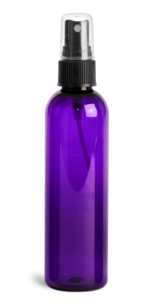 8 oz Green PET Boston Round Bottles w/ Black Fine Mist Sprayers