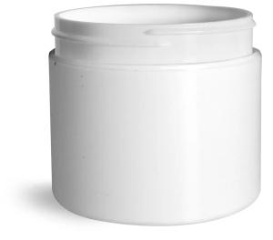 4 oz White Polypropylene Double Wall Straight Sided Jars (Bulk), Caps Not Included