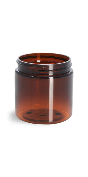 8 oz Amber PET Cosmo Round Bottles (Bulk), Caps NOT Included