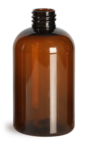 4 oz Amber PET Boston Round Bottles (Bulk), Caps NOT Included