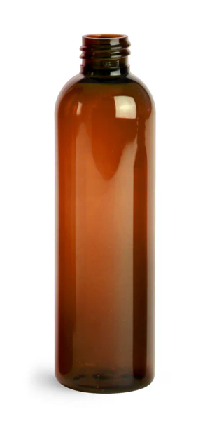 4 oz Amber PET Cosmo Round Bottles (Bulk), Caps NOT Included